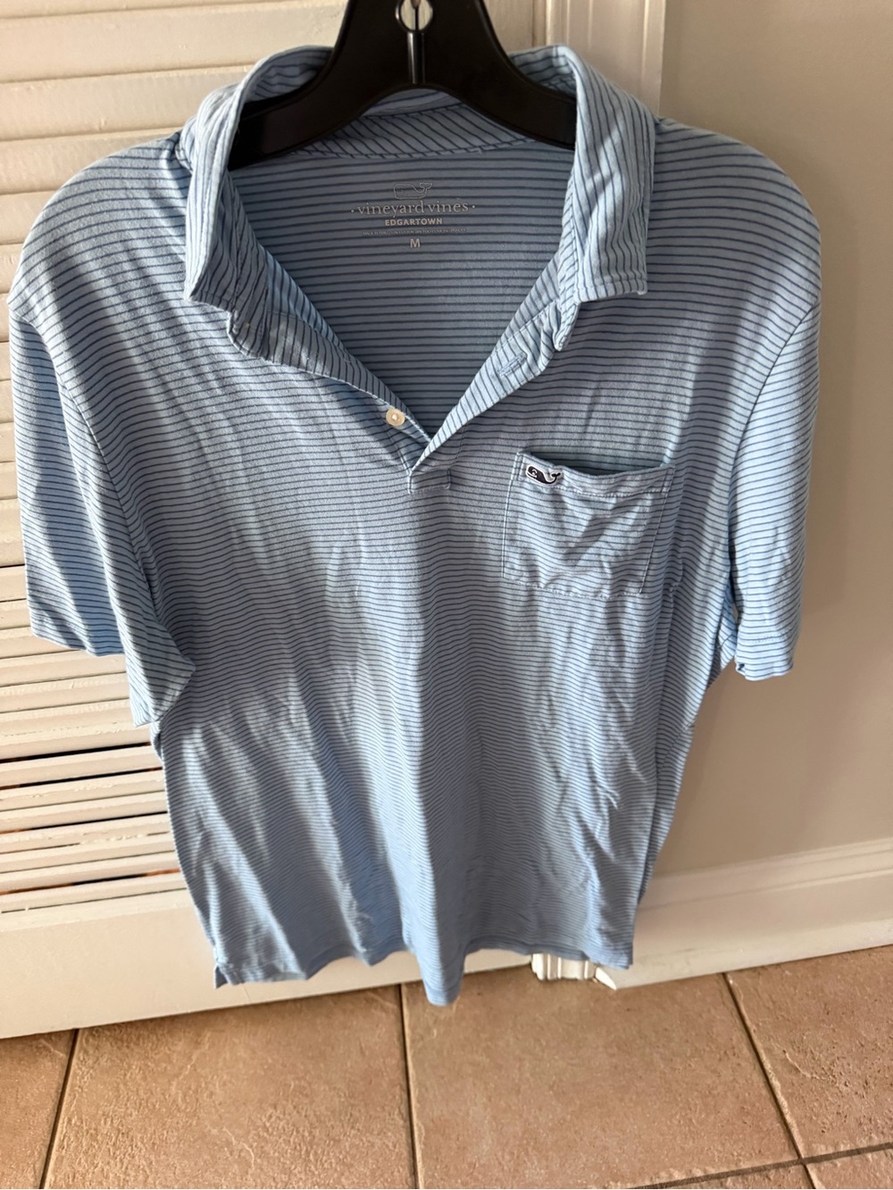 Vineyard Vines Edgartown Polo Shirt Mens Medium Blue Striped Preppy